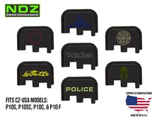 NDZ CZ P10 S SC C F Slide Cover Plate Aluminum Black Color Filled Patriotic