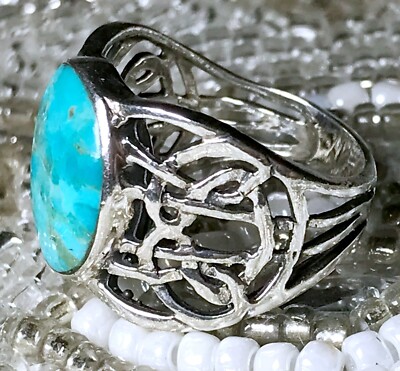 ring様　ご確認用 VTG 925 Sterling Silver Oval Turquoise Openwork Ring Signed T