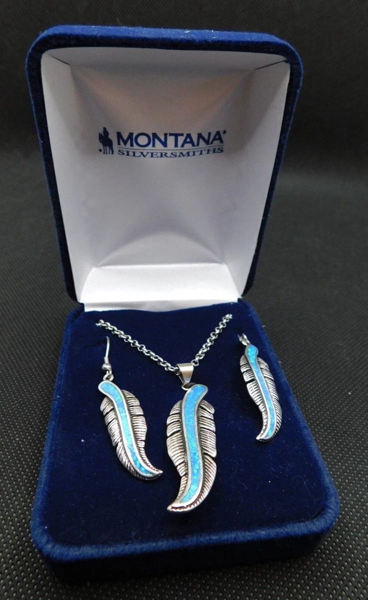Montana Sliver Opal Storyteller Feather Jewlery Set