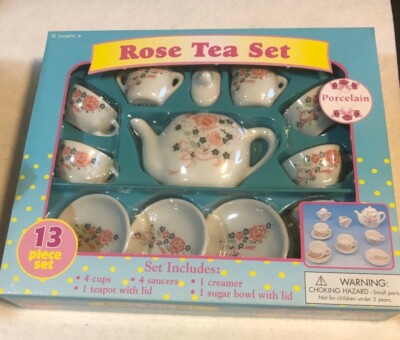 MINIATURE Collectible ROSE Porcelain Tea Set Girls Kid Toys