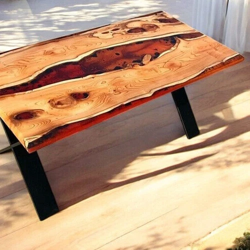 Mesa de jantar 48"x24" luxo resina epóxi feita à mão madeira e resina corredor decorativo - Imagem 4 de 4