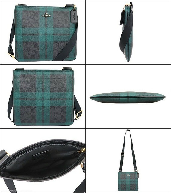 NWT COACH F80057 Signature Field Plaid Print Zip File Crossbody Bag