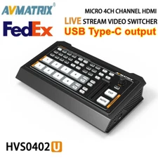 AVMATRIX HVS0402U 4-Channel HDMI USB Type-C Output Video Switcher Live Streaming