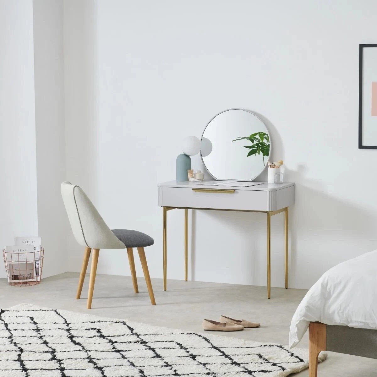MADE Ebro Dressing Table Grey Brass Colour Used