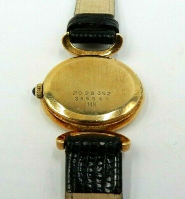 VINTAGE 14K GOLD CONCORD #2098352 QUARTZ WATCH WITH BLACK