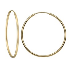 14k Solid Gold Hoop Earrings For Women, Hypoallergenic-1mm thin, Endless Closure