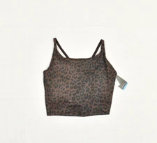 NEW Gap Women's Tank Top Crop Cheetah Polyester Brown Sleeveless Size L