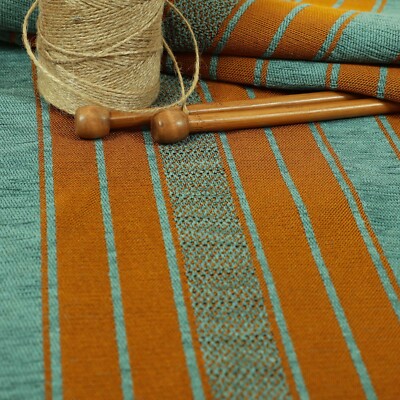 Neuer Möbelstoff Bangalore gestreift Chenille Material in blau türkis orange