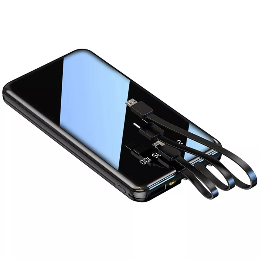 20000mAh Fast Charging Power Bank with 4 Cables Portable Battery Backup