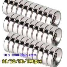 10 50 100Pc Strong Countersunk Ring Magnets 10 3mm Rare Earth Neodymium 4mm Hole