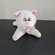 Vintage Tonka Pound Purries Newborn White Cat with Gray Stripes 8" 1980's