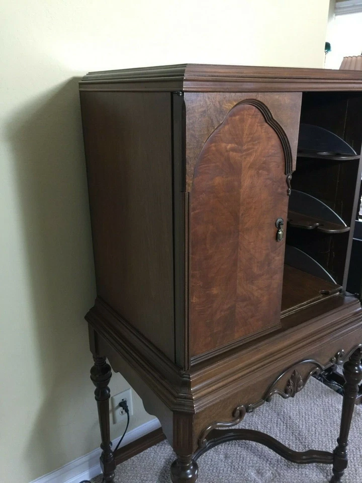 Antique Art Deco Wooden Wine Cabinet Furniture, 29" Wide x 20" Deep x 54" High - Image 3 of 4