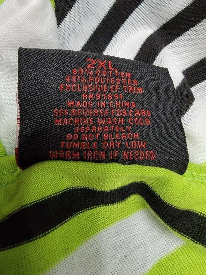 Camisa Red Ape Para Hombre Talla 2XL XXL 2X Grande Verde Blanco Negro Rayas Foto 3 de 4