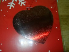 RED HEART ORNAMENT 3.5" X 3.5" CHRISTMAS METAL ENGRAVABLE