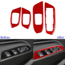 Window Lift Switch Panel Cover For Chevrolet Equinox 2018-2022 Red Carbon Fiber