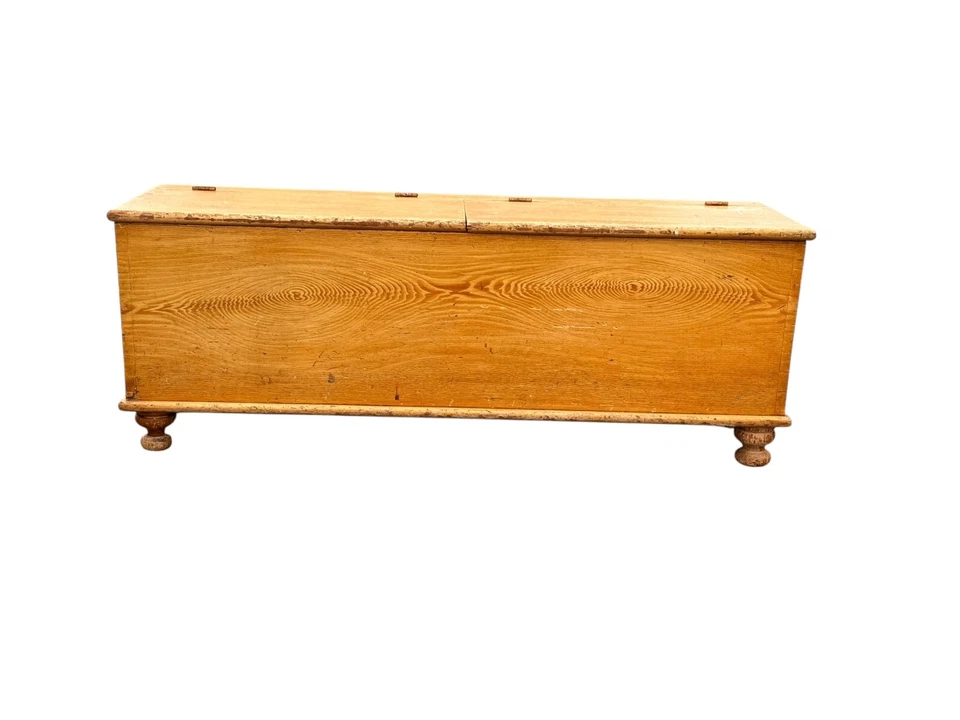 Antique primitive paint decorated grained dovetailed wood box pa folk art 1840 - Image 4 of 4