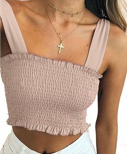 smocked tube top with straps