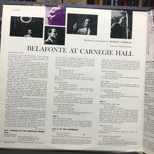 BELAFONTE At Carnegie Hall Complete Concert RCA VICTOR 1959' Lp Vinyl Record - Picture 3 of 12