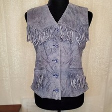 Kalico Western Fringe Button V-neck Vest, Medium