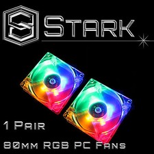 RGB 80mm 4-LED Quad Light Neon PC Computer Case Clear Cooling Fan Mod x2