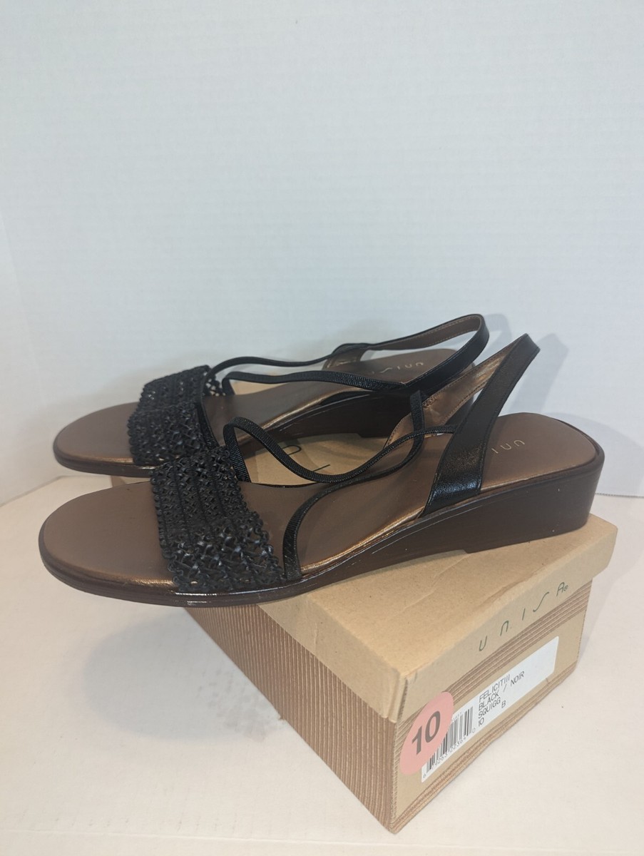 Unisa Women's Feliciti Black Sling Back Sandals Size 10 Made In Spain