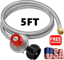 5FT High Pressure Propane 20 PSI Adjustable Regulator with Hose QCC-1 Connection