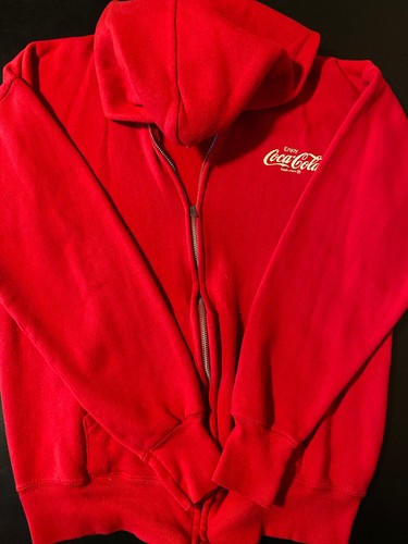 Vintage 80s Coke Coca Cola Red Hoodie Sweatshirt Soft Drink Americana USA - Picture 2 of 3