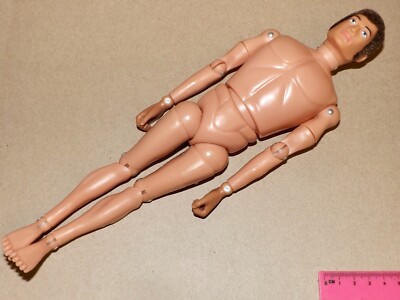Vintage Action Man 40th Flocked Fuzzy Brown Hair Sideburns *Split On Inner Thigh