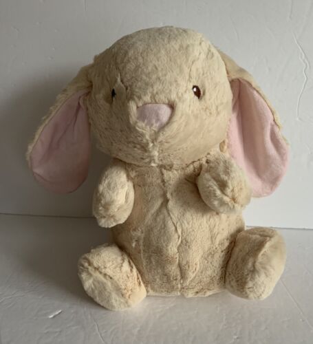 Kelly Baby Toy Tan Brown Sitting Bunny Rattle 11" Plush Lovey Crinkle Toy Unisex - Afbeelding 1 van 11