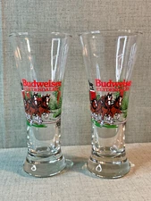 Budweiser Clydesdales Beer Glasses 1991 Anheuser-Busch Official Item Pair Lot 2