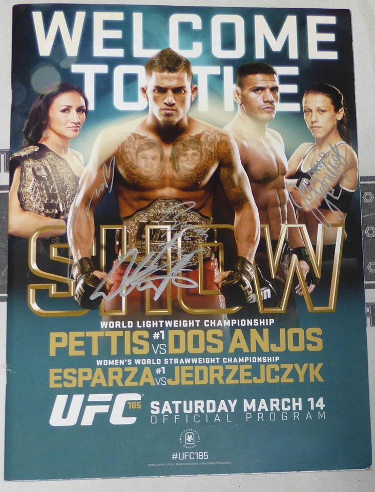 Joanna Jedrzejczyk Rafael Dos Anjos Carla Esparza Signed UFC 185 Program PSA/DNA - Image 2 of 4