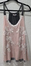 Y2K Size L * Jolt Babydoll Pink/ Gray Lace Tank Racer Back Fairy Coquette Top