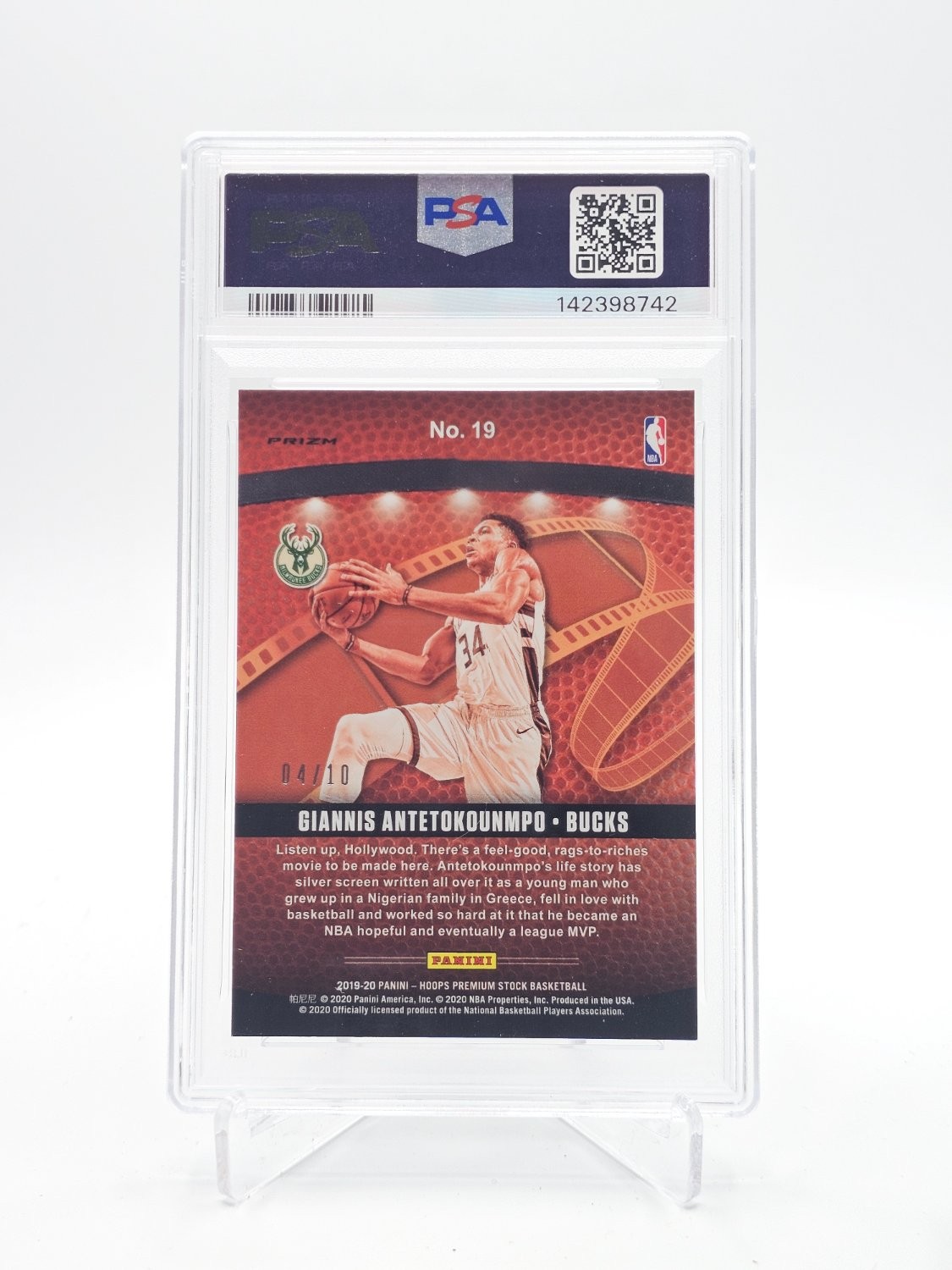 GIANNIS ANTETOKOUNMPO 2019-20 NBA HOOPS PREMIUM STOCK GOLD /10 PSA 9 Q4042 view 2