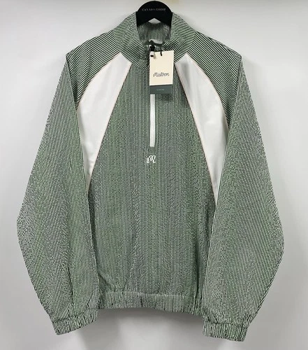 Malbon Valero Pullover Seersucker Quarter Zip Garden Green Large NWT image 13