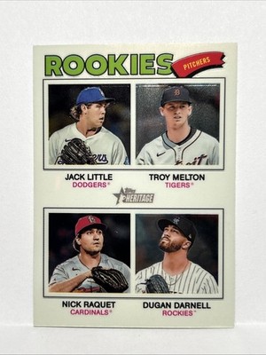 2026 Topps Heritage-Chrome Quad Rookies Troy Melton, Jack Little, Nick Raquet 