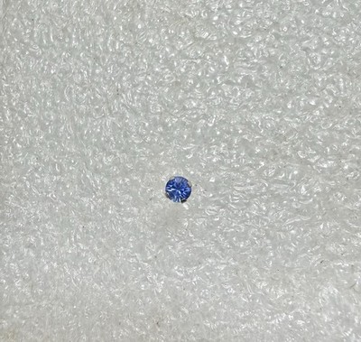 14k 585 White Gold & 3.4mm Sapphire STUDEX Stud Single Earring .24 Grams
