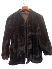 VINTAGE 1960  s/70  s Black Faux Fur Coat, ILGWU Union Made in USA Size 18