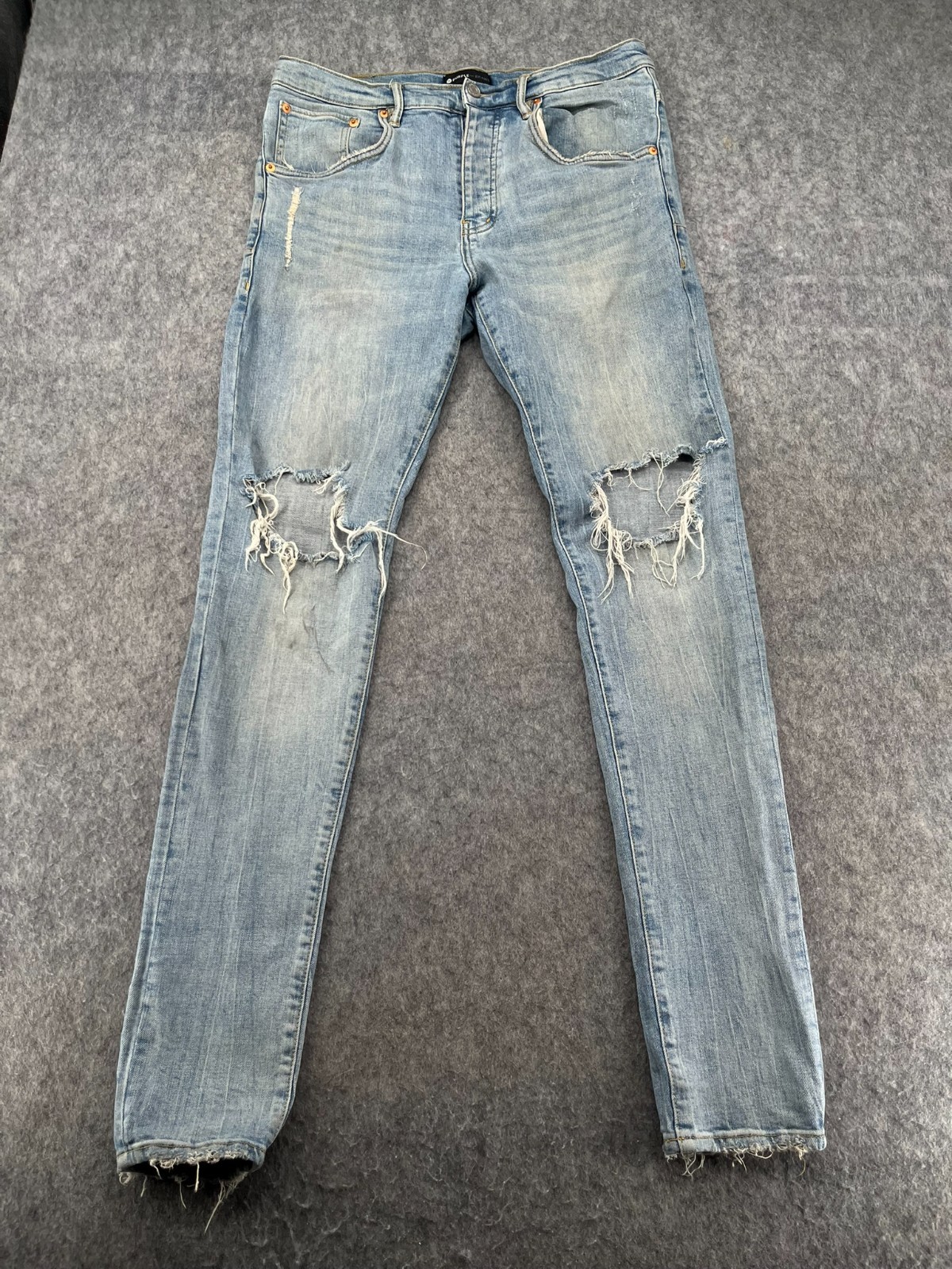 Purple Brand Jeans Mens P002 Slim Distressed Light Wash Size 34 Denim