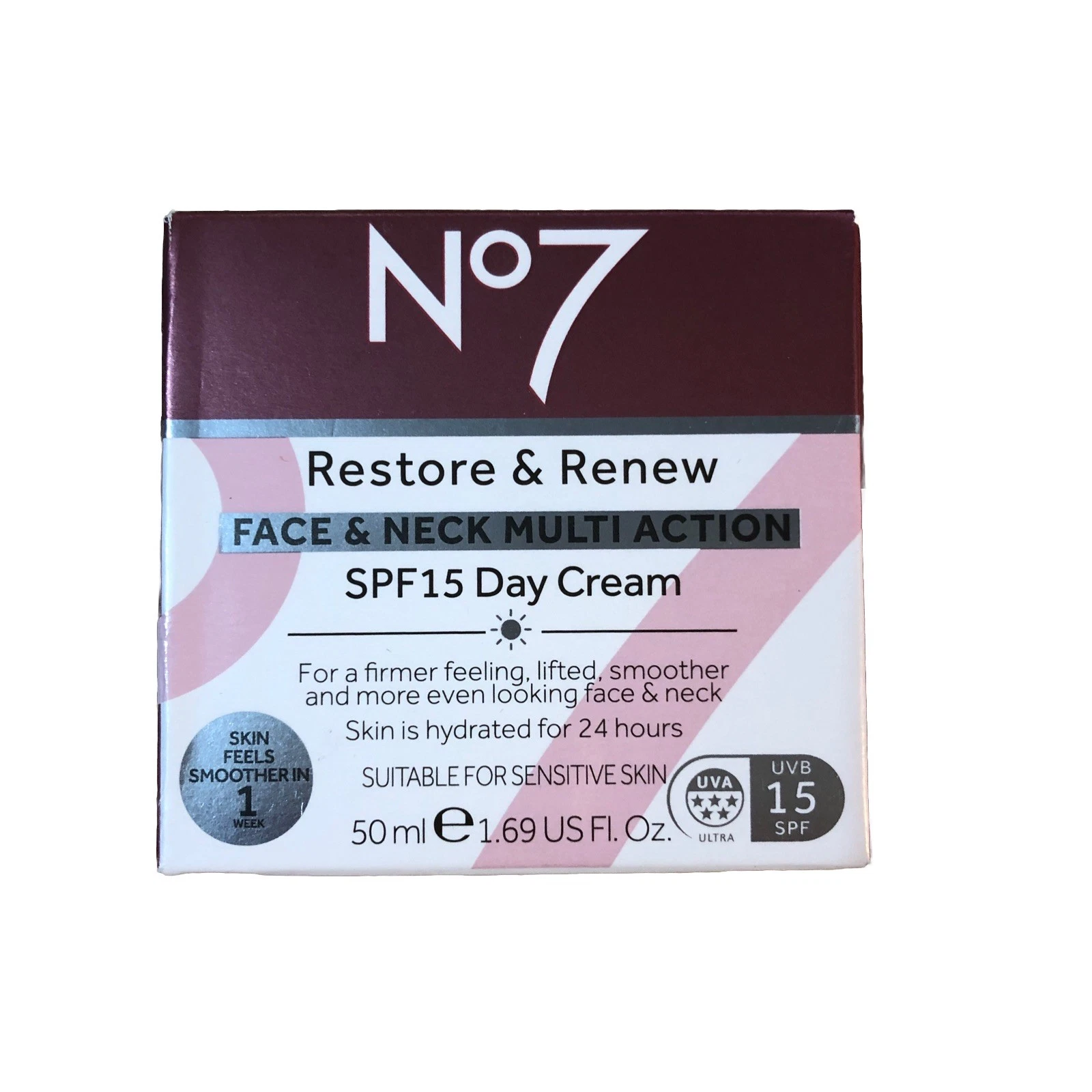 No7 Restore and Renew Face Neck Multi Action SP15 Day Cream 50ml.
Opens in a new window or tab