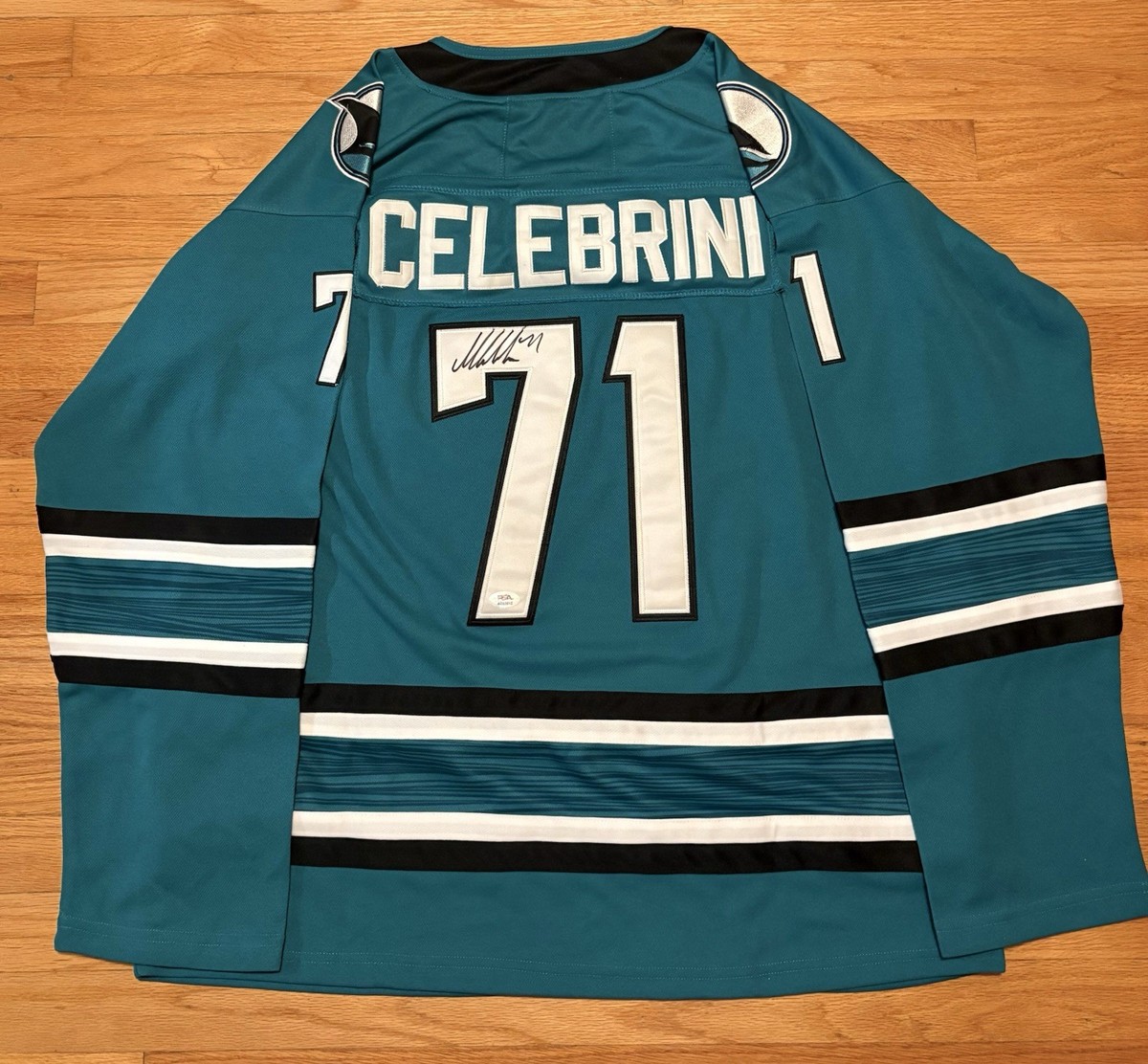 Macklin Celebrini Signed San Jose Sharks NHL Jersey PSA/DNA Auto Replica  See Pic