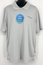 NEW Columbia Mens Gray Polo Shirt Large Short Sleeve Omni Shade Wick Cooling