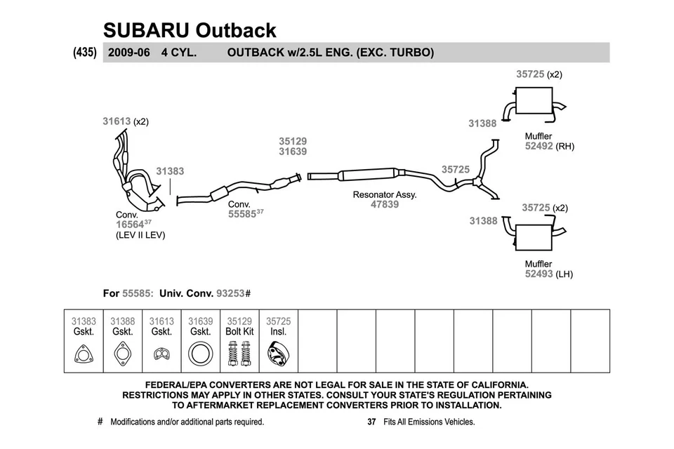 For Toyota Tacoma 05-15 Graphoil Composite Donut Exhaust Manifold Flange Gasket Foto 2 de 4