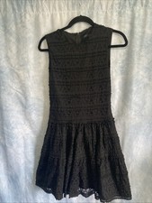 ZARA BASIC Black Lace Sleeveless Drop Waist Tiered Mini Dress S GUC 4994/025