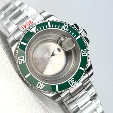 40mm Hulk Green Mod Brushed Watch Cases Green Fit NH34 Nh35 Movement Mod Parts