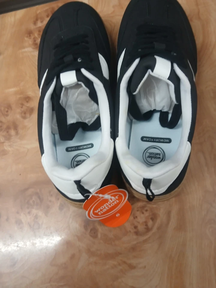 Zapatillas de plataforma Wonder Nation nuevas con etiquetas para niña talla 6 blanco y negro Foto 3 de 4