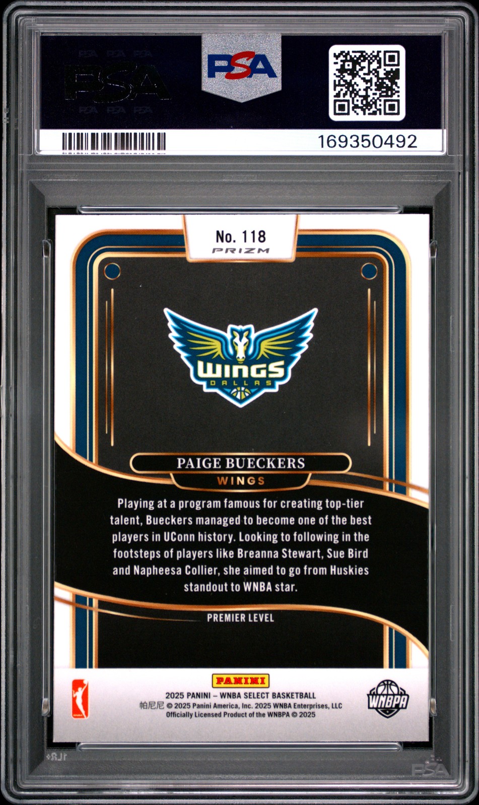 2025 PANINI SELECT WNBA SILVER PRIZM #118 PAIGE BUECKERS ROOKIE RC PSA 10 view 2
