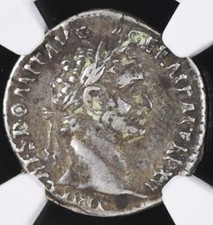 EMPIRE Emperor Domitian 92 AD NGC w/ MINERVA Rome Ancient Silver Roman Coin D201