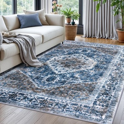 Boho Area Rug 5x7 Ft Thin Rugs for Living Room Washable Bedroom Rug Non Slip ...
