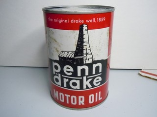 Penn Drake Motor Oil one quart metal can Drake Well