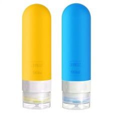 Silicone 2Pcs Travel Bottles BPA Free Refillable Tubes Shampoo Container Trip
